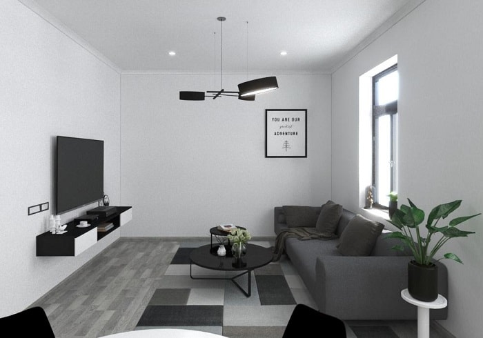 Xu hướng thiết kế nội thất phòng khách màu đen trắng